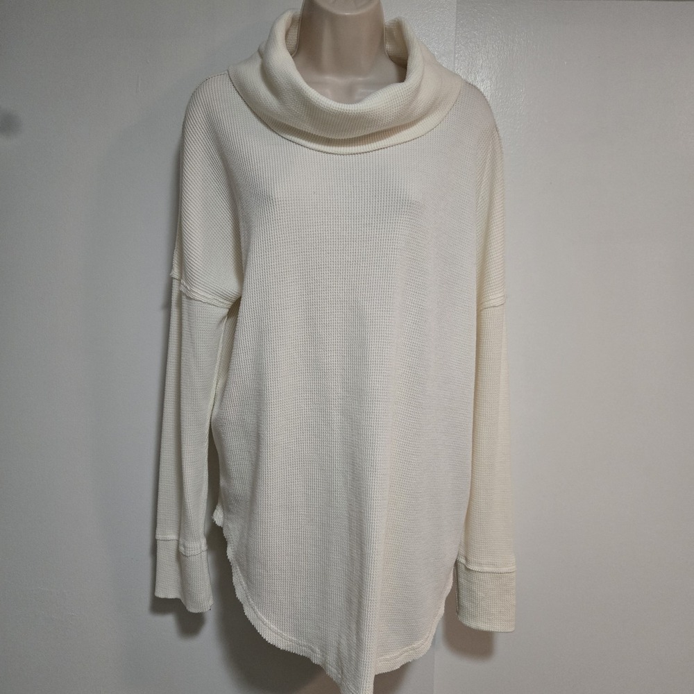 Maeve by Anthropologie Size XL Ivory Rib Ribbed Knit Cowl Neck Relaxed‎ Sweater